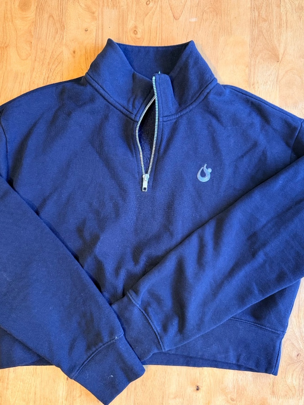 Hotworx Black Quarter Zip Cropped Pullover Sweatshirt Fleece Large 616